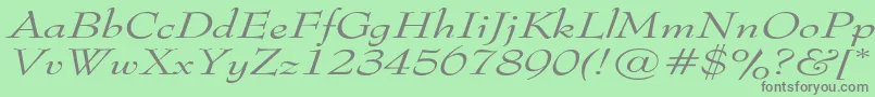 フォントTophatextendedItalic – 緑の背景に灰色の文字