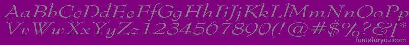 Weitere Informationen zur TophatextendedItalic-Schriftart TophatextendedItalic-Schriftart – Graue Schriften auf violettem Hintergrund