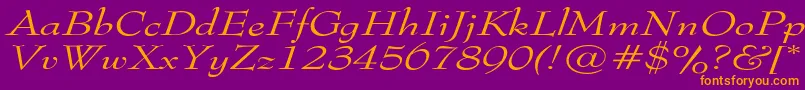 Fonte TophatextendedItalic – fontes laranjas em um fundo violeta
