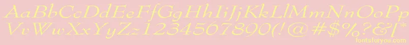 TophatextendedItalic-Schriftart – Gelbe Schriften auf rosa Hintergrund