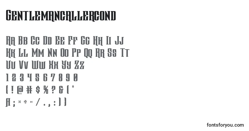 Schriftart Gentlemancallercond – Alphabet, Zahlen, spezielle Symbole