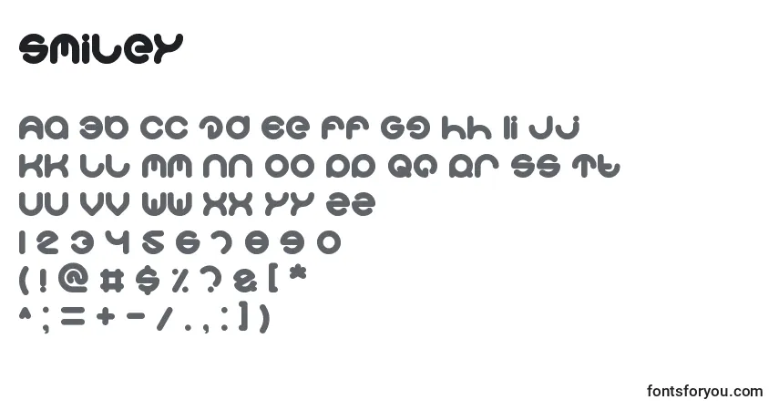 Czcionka Smiley – alfabet, cyfry, specjalne znaki