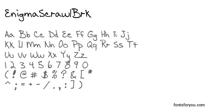 Schriftart EnigmaScrawlBrk – Alphabet, Zahlen, spezielle Symbole