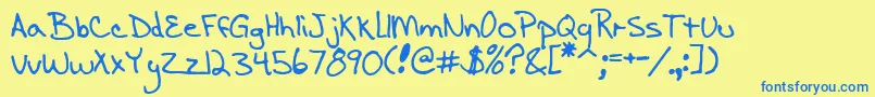 Weitere Informationen zur EnigmaScrawlBrk-Schriftart EnigmaScrawlBrk-Schriftart – Blaue Schriften auf gelbem Hintergrund