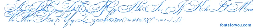 BikhamCyrScript-Schriftart – Blaue Schriften auf weißem Hintergrund