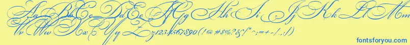 BikhamCyrScript Font – Blue Fonts on Yellow Background