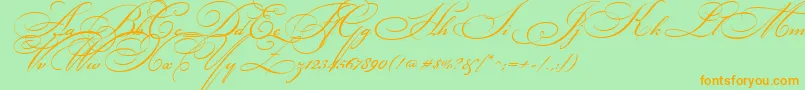 BikhamCyrScript Font – Orange Fonts on Green Background