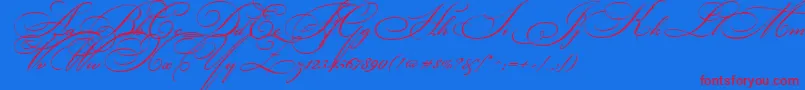 BikhamCyrScript Font – Red Fonts on Blue Background