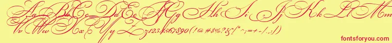 BikhamCyrScript-Schriftart – Rote Schriften auf gelbem Hintergrund