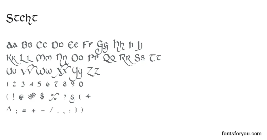 A fonte Stcht – alfabeto, números, caracteres especiais
