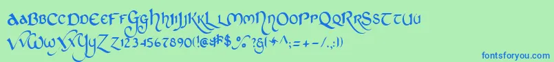 フォントStcht – 青い文字は緑の背景です。