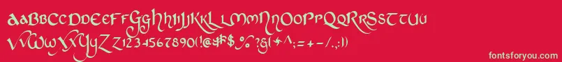 フォントStcht – 赤い背景に緑の文字