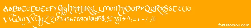 Stcht-Schriftart – Weiße Schriften auf orangefarbenem Hintergrund