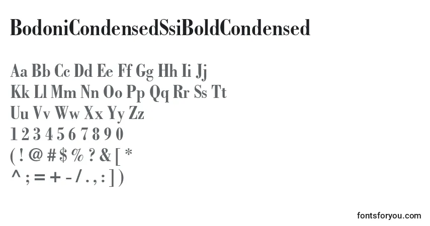 A fonte BodoniCondensedSsiBoldCondensed – alfabeto, números, caracteres especiais