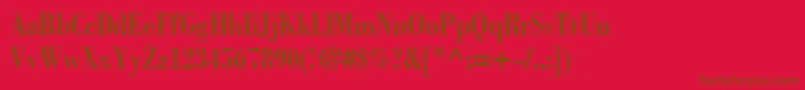 BodoniCondensedSsiBoldCondensed-fontti – ruskeat fontit punaisella taustalla