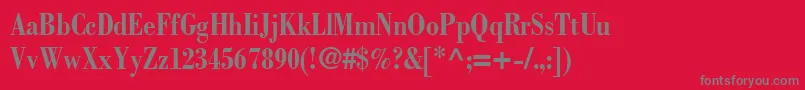 BodoniCondensedSsiBoldCondensed-Schriftart – Graue Schriften auf rotem Hintergrund