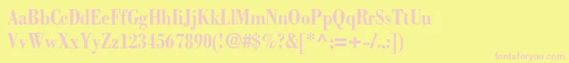 BodoniCondensedSsiBoldCondensed-fontti – vaaleanpunaiset fontit keltaisella taustalla