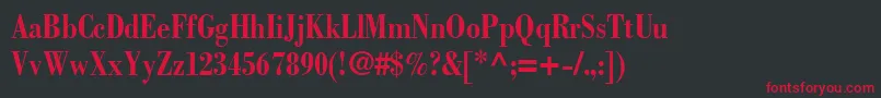 BodoniCondensedSsiBoldCondensed Font – Red Fonts on Black Background