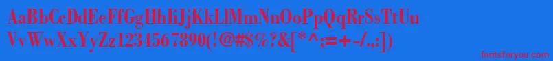 Шрифт BodoniCondensedSsiBoldCondensed – красные шрифты на синем фоне