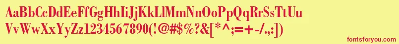 フォントBodoniCondensedSsiBoldCondensed – 赤い文字の黄色い背景