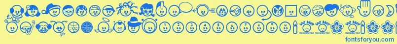 The Kids Font – Blue Fonts on Yellow Background