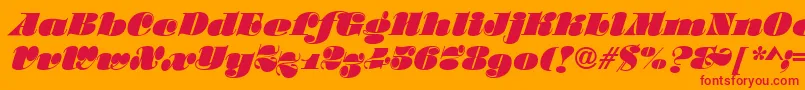 Weitere Informationen zur SalmonRegular-Schriftart SalmonRegular-Schriftart – Rote Schriften auf orangefarbenem Hintergrund
