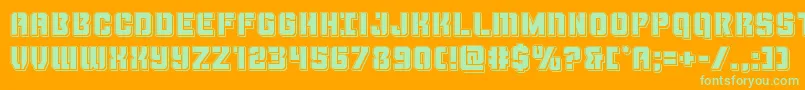 Thundertrooperpunch-Schriftart – Grüne Schriften auf orangefarbenem Hintergrund