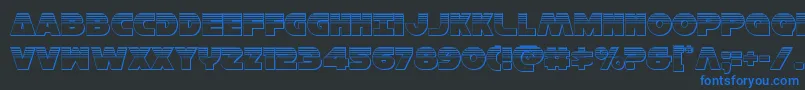 Hansolov3plat Font – Blue Fonts on Black Background