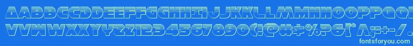 Hansolov3plat Font – Green Fonts on Blue Background