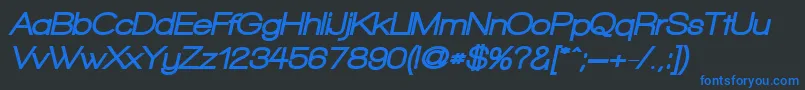 フォントWalkwayObliqueBlack – 黒い背景に青い文字