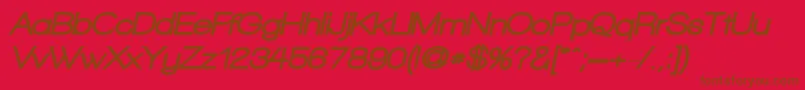 WalkwayObliqueBlack-Schriftart – Braune Schriften auf rotem Hintergrund