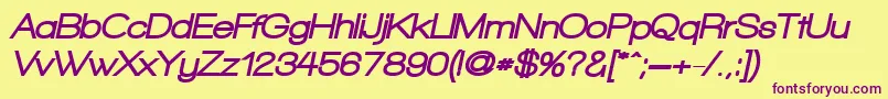 フォントWalkwayObliqueBlack – 紫色のフォント、黄色の背景