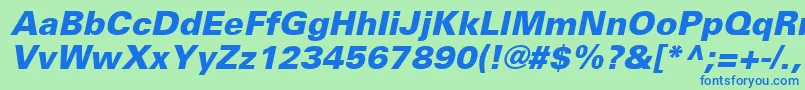 フォントUniversLt76BlackOblique – 青い文字は緑の背景です。