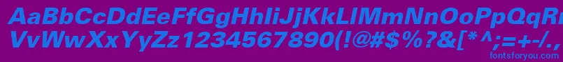 UniversLt76BlackOblique Font – Blue Fonts on Purple Background
