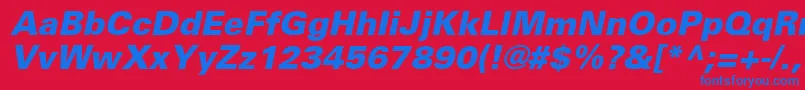 UniversLt76BlackOblique Font – Blue Fonts on Red Background