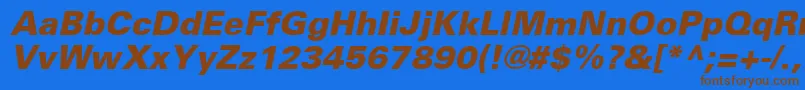 UniversLt76BlackOblique Font – Brown Fonts on Blue Background