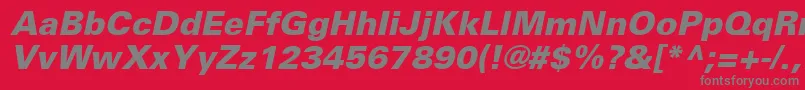 UniversLt76BlackOblique-fontti – harmaat kirjasimet punaisella taustalla