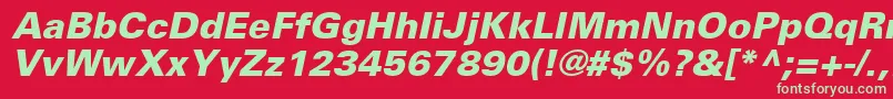 UniversLt76BlackOblique Font – Green Fonts on Red Background