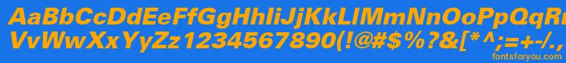 UniversLt76BlackOblique Font – Orange Fonts on Blue Background