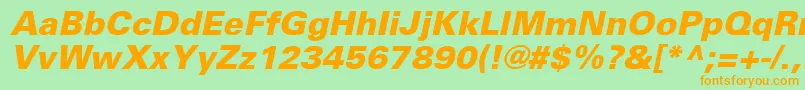 UniversLt76BlackOblique Font – Orange Fonts on Green Background