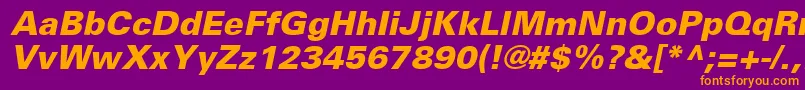 UniversLt76BlackOblique Font – Orange Fonts on Purple Background