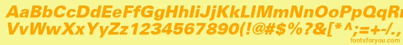 UniversLt76BlackOblique Font – Orange Fonts on Yellow Background