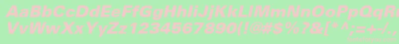 UniversLt76BlackOblique Font – Pink Fonts on Green Background