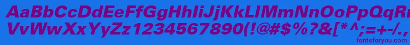 UniversLt76BlackOblique Font – Purple Fonts on Blue Background