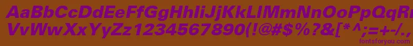 UniversLt76BlackOblique Font – Purple Fonts on Brown Background
