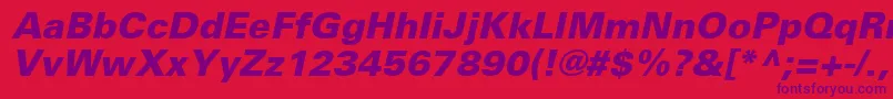 UniversLt76BlackOblique Font – Purple Fonts on Red Background