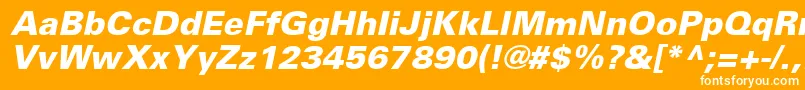 Fonte UniversLt76BlackOblique – fontes brancas em um fundo laranja