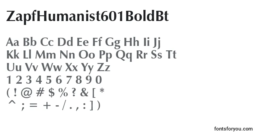 Czcionka ZapfHumanist601BoldBt – alfabet, cyfry, specjalne znaki