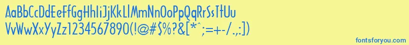 Fonte ArcaneRegular – fontes azuis em um fundo amarelo