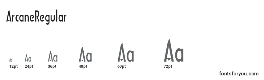 Размеры шрифта ArcaneRegular